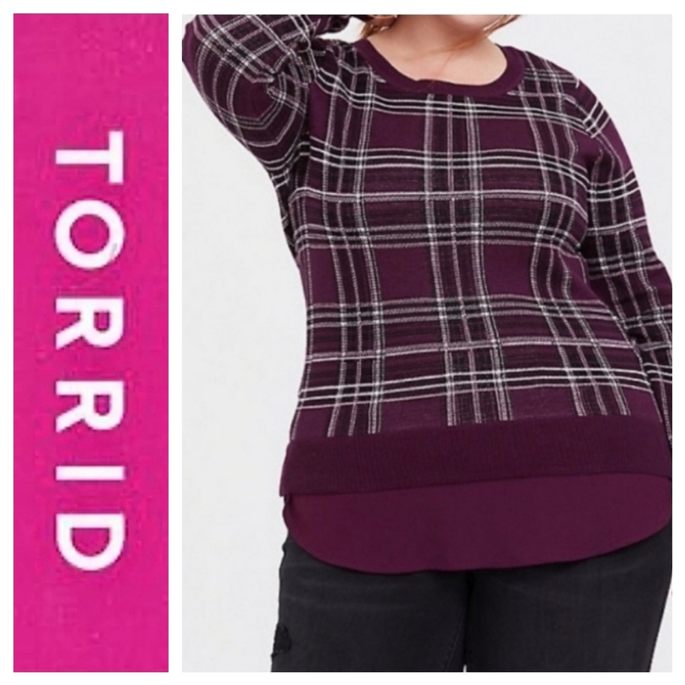 Torrid Pullover Crew Neck Burgundy Sweater - Picture 3 of 13